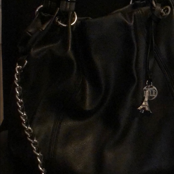 Elle black faux leather purse with metal accents - Picture 3 of 5